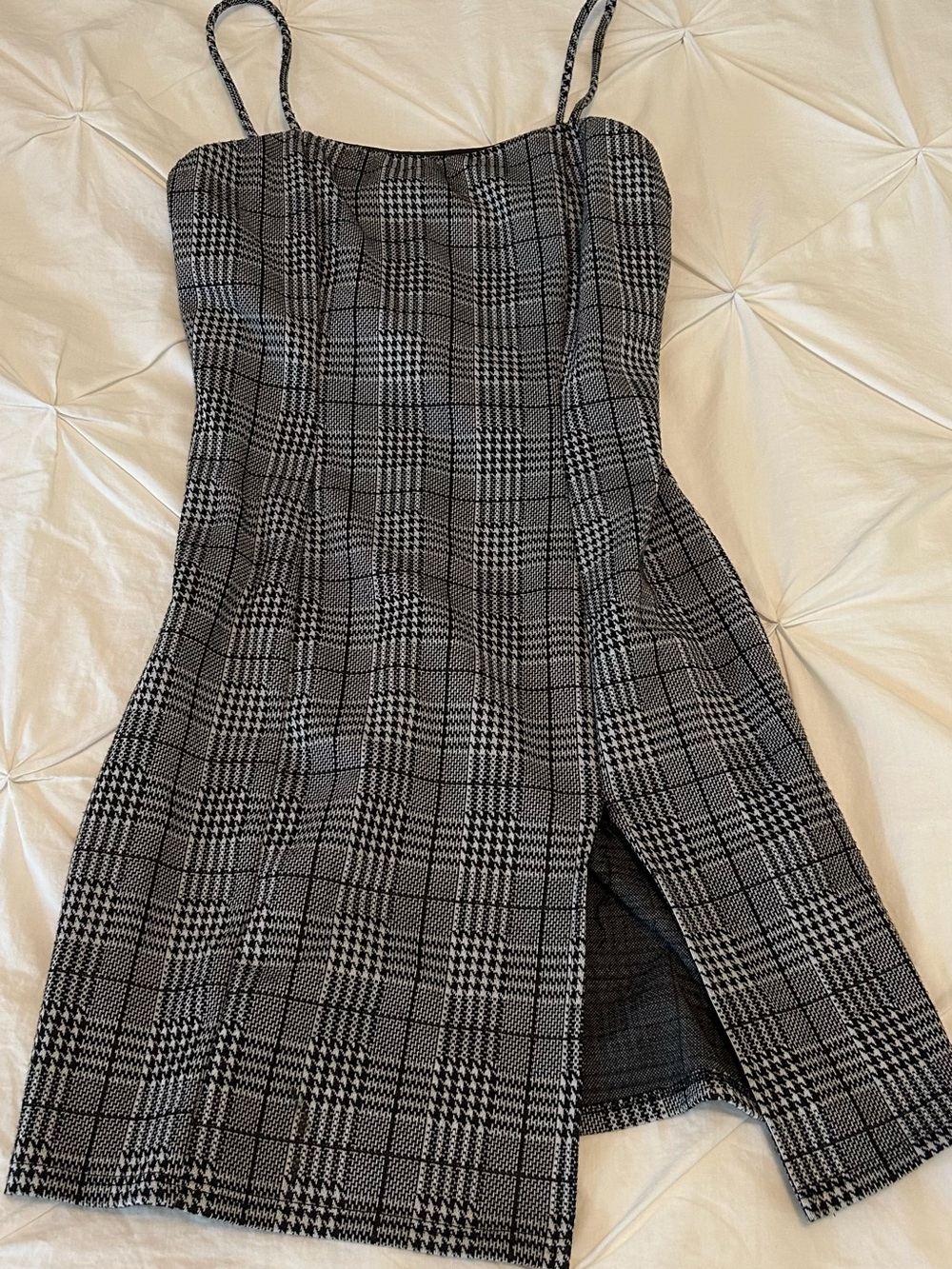 Eclipse Black & White Plaid Midi Slip Dress